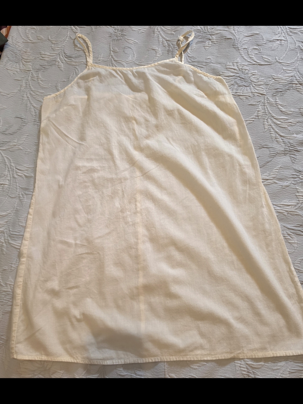 Vintage Cream Linen Slip Dress - Simple Spaghetti Strap